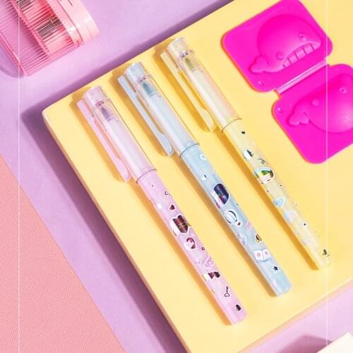 12pcs/batch 0.38mm gel pen can replace black ink creative cute cartoon school stationery