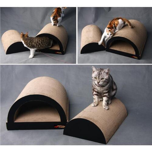2 in 1 Bridge shaped Lounge Cardboard Paper High Quality Cat Toy Scratching Pad with catnip