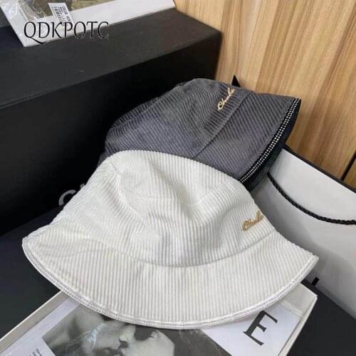 2021 Autumn Winter Hat New Women Corduroy Bucket Hats Fashion Simplicity Elegant Outdoor Japanese Collapsible Casual Cap QDKPOTC