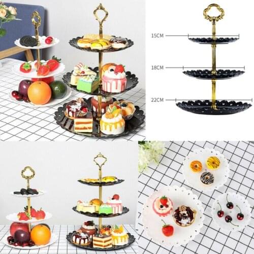 3 Tier Plastic Round Cake Plate Cupcake Stand Afternoon Tea Wedding Plates Birthday Party Tableware Popular Dessert Fruit Tray