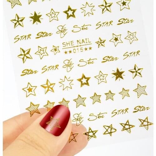 2021 3D nail stickers Star pattern stickers for nail design fashion Geometry Adhesive Nail Decals Foil Design