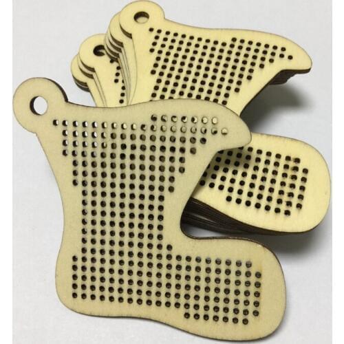 50pcs christmas stocking blank stitching on wood cross stitch diy christmas tree ornament christmas gift tags