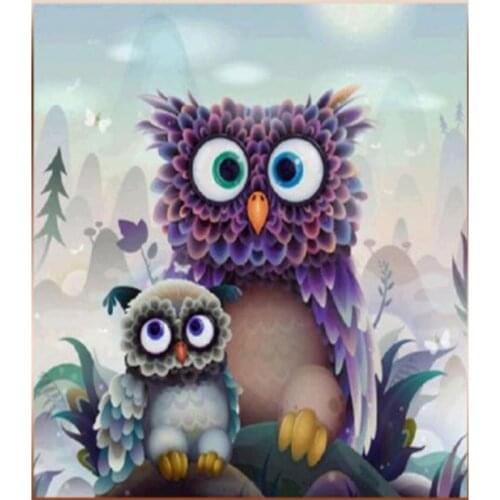 Round Drill 5D DIY Diamond Painting "Cute Cartoon Owl" Cross Stitch 5D Home Decor XN1475