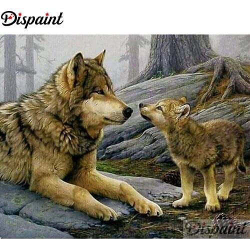 Dispaint 5D Diamond Embroidery Needlework Kit "Animal wolf family" Diy Diamond Painting Cross Stitch Home Decoration Gift A27544