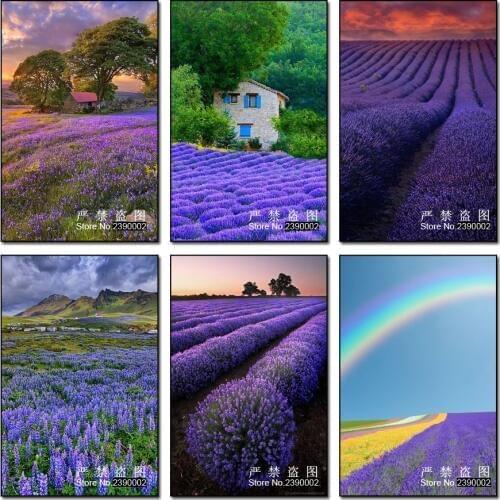 Diamond Mosaic Embroidery 5D Diamond Painting Diamond Stitch,Diamond Embroidery Pattern Rhinestone Lavender Flower Cross Stitch