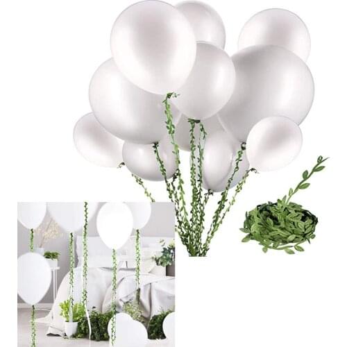 5pcs 18 Inch White Latex Balloons with 10 M Long Artificial Vines for Wedding Birthday Party Outdoor Events Baby Shower Party