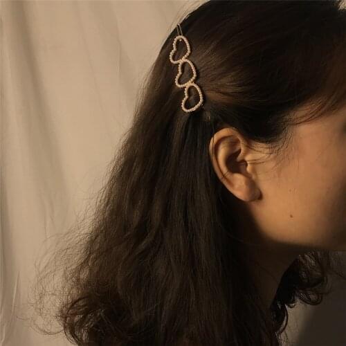 Bls-miracle Newest Hair Bohemia Hairpin Artificial Pearl Heart Shape Hairwear Hair Best Women Party girl Accessories Wholesale