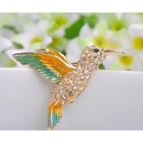 Colorful Birds Pin Brooch Enamel Esmaltes Brooches Corsage Green Brooch Lot Diamante Embellishments Kihen Wedding Broach Coroa