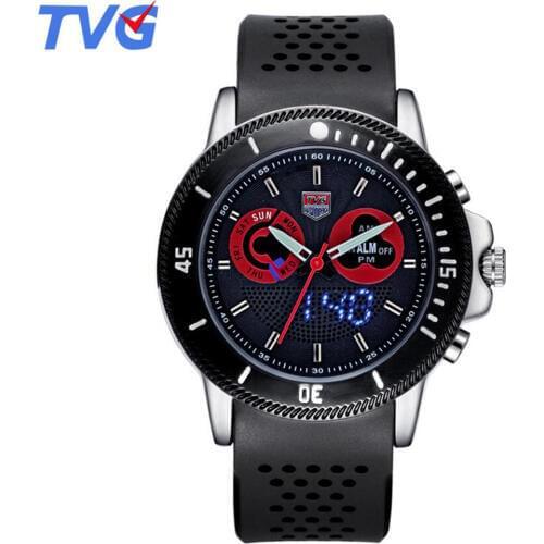 Relogio Masculino TVG Men Watches Top Brand Luxury Sport Watch Silicone Strap Analog Digital Quartz Wristwatch relogio masculino