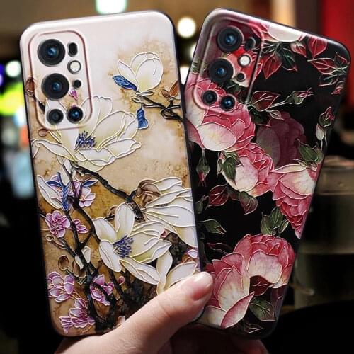 3D Phone Case For Fundas One plus Oneplus 9 Pro 9R Case Cover For Fundas Oneplus 9Pro 9 R Cases Cute Red Rose Flowers Lens Coque