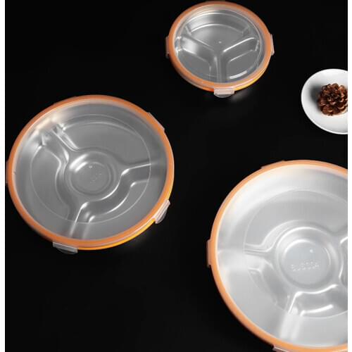 Childrens Round 304 Stainless Steel Fast Food Tray Lunch Box School Student Tableware Divided Lunch Box Canteen Divided Meal Di