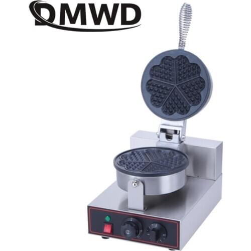 DMWD Commercial Electric Heart Shape Waffle Maker Mould Non-stick Eggs Cake Oven Muffin Baking Machine Pan Lattice Sandwich Iron