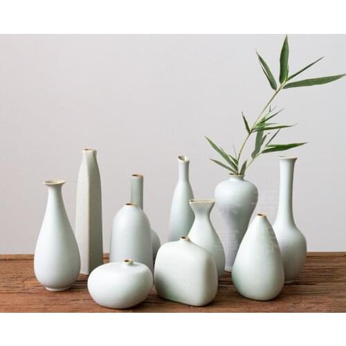 Home Decor Ceramic White Glaze Small Vase Flower Arrangement Bottle Simple Tea Table Ceremony Device Вазы Porselen Saklama Kapl