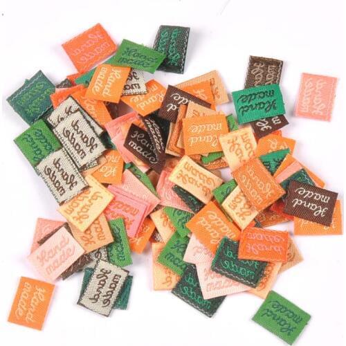 11x15mm Colorful Labels Sewing Supplies Handmade Clothing Tags Embossed Flag Label For DIY Garment Bags Accessories 100Pcs c2393