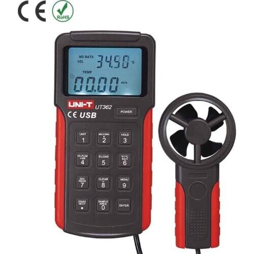 UNI-T UT362 UT-362 Digital Tachometer LCD Display High Precision Anemoscopes w/ USB Interface Air Flow Meter Anemometer