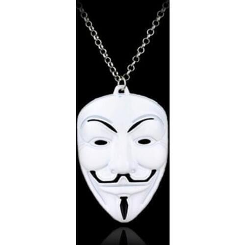 HANCHANG Accessories V Vendetta Mask Necklace Men Hip hop Punk Chain Necklace collares Collier Jewelry