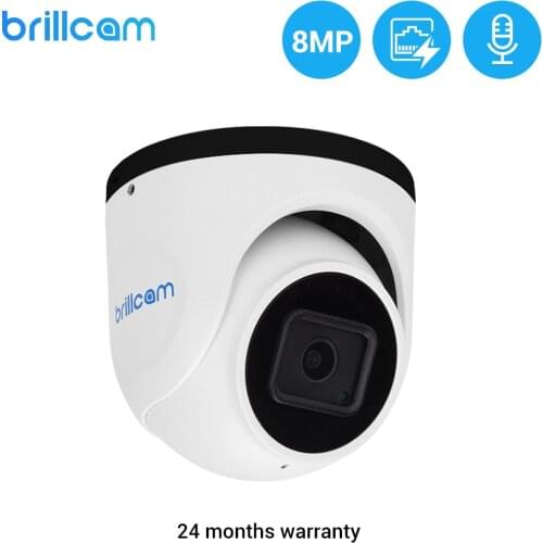Brillcam 8MP 4K IP Camera POE H.265 Onvif Metal Indoor Small Dome Infrared Night Vision 2.8mm Security Video Surveillance Camera
