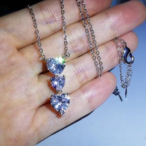 Korea New Love Water Drop Zircon Necklace Clavicle Chain 925 Silver Ladies Jewelry Fashion Love Sweater Chain Pendant Necklace