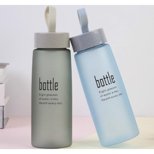 Korean Scrub Plastic Water Cup Student Korea Lovely Couple Hand Cup Creative Portable Water Bottles