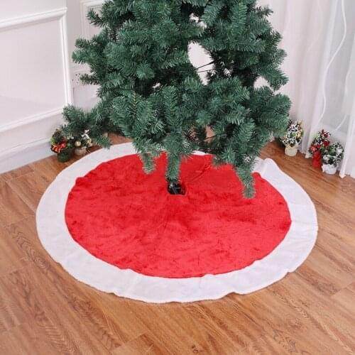 120cm Lovely Red Non-Woven Christmas Tree Skirt Aprons Golden Edge Santa Snowman Decoration Home Xmas Tree Skirt New Year