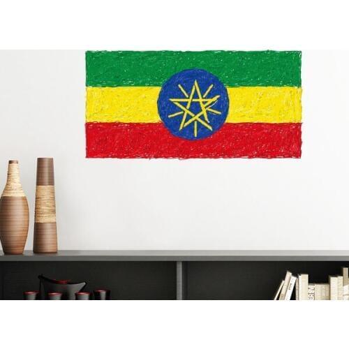 Red Yellow Green Stripes Ethiopia Flag National Cultural Element Removable Wall Sticker Art Decals Mural DIY Wallpaper