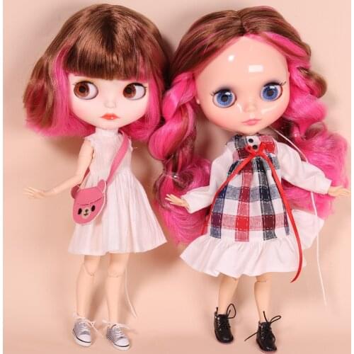 ICY DBS Blyth Doll No.BL9158/1252 Brown mix pink hair Joint body Neo 1/6 BJD anime girl ob24