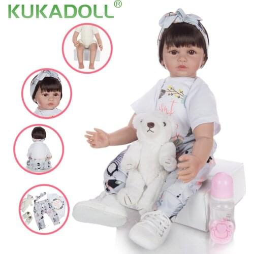 KUKADOLL 60 CM Reborn Babies Doll Cloth Body Stuffed 24 Inch Lovely Princess Doll Toy Bonecas Reborn For Kids Birthday Xmas Gift