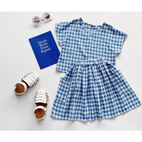 Jargazol Summer Kids Clothes Plaid Top&skirt Fashion Little Girls Clothing Set Toddler Children Outfits Cute Korean Girl Outfits