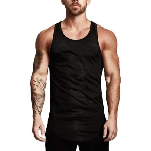 Summer Men Sleeveless Tank Top Breathable Mesh Bodybuilding Sport Fitness Vest