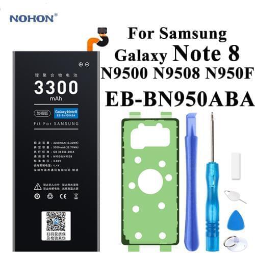 Nohon Battery For Samsung Galaxy Note 8 N9500 N9508 N950F EB-BN950ABA 3200mAh-3300mAh Li-polymer Batteries For SAM Note8 Battery