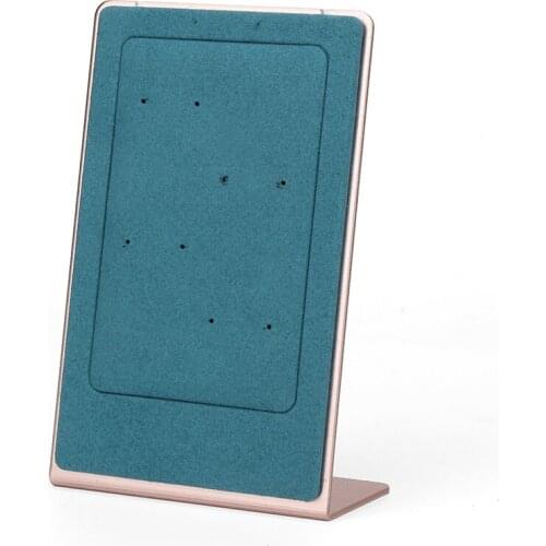Retro Light Blue Fashionable Metal Plate Microfiber Leather Pendant Necklace Earring Jewelry Display Stand For Girl Organizer