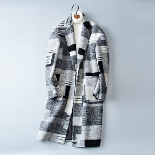 Mens The Christmas Holiday Wool Classic Plaid Button Solid Long Style Windbreaker Woolen Blends Coat Male Trench#1711