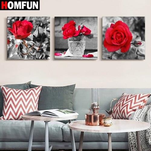 HOMFUN Full Square/Round Drill 5D DIY Diamond Painting "Red rose flower" 3D Diamond Embroidery Cross Stitch 5D Home Decor bk01