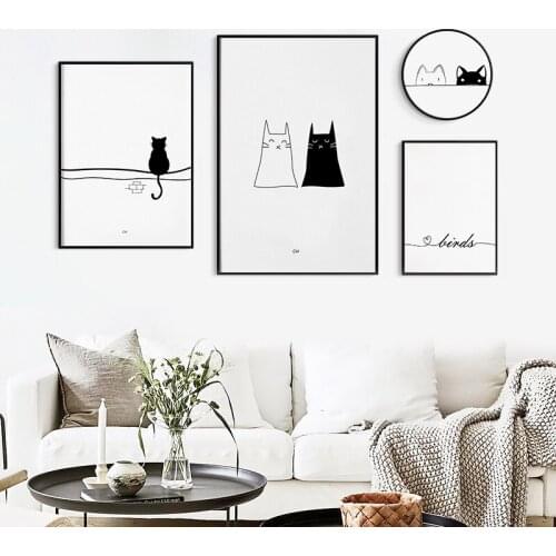 Lovely Cat Wall Art Canvas Picture Painting Home Decor Quotes Nordic Poster Minimalist Print Nursery Wall Decoration Living Room