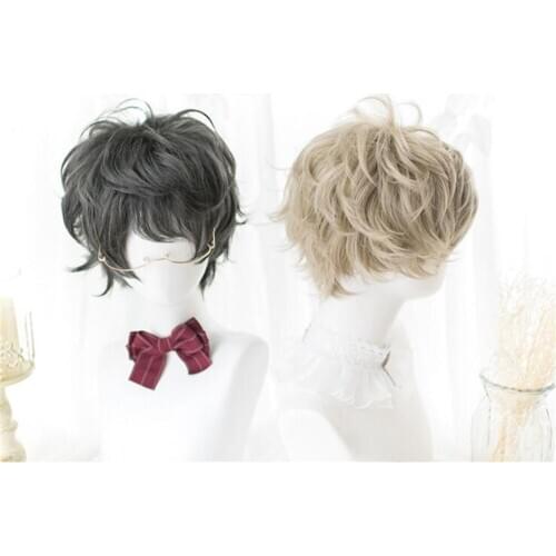 Anime cosplay Costume Hair Short Sky Gray Beige Wig Lolita Daliy Men Party Hair wig D126