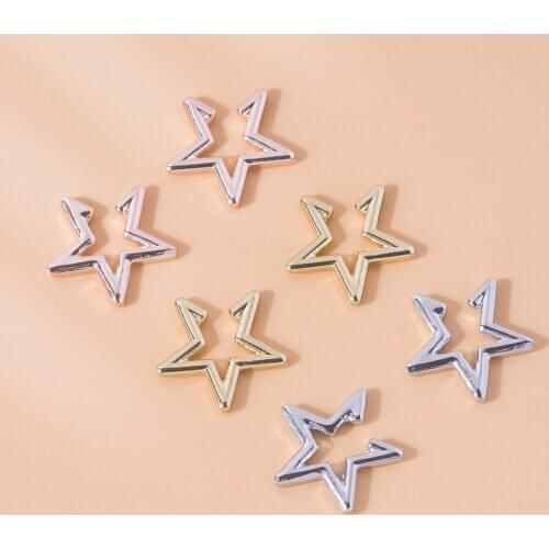 Hollow Punk Star Ear Cuff Earings Gold Color Ear Clips On Ears Earrings for Women Fashion Jewelry Brincos