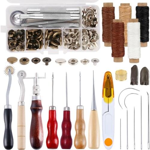 KAOBUY Professional Leather Craft Tools Kit Hand Sewing Stitching Punch Carving Work Saddle Set Accessories DIY Tool Set