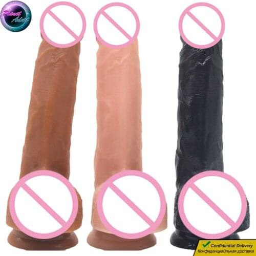 19cm PVC Realistic Penis Dildo Women Masturbator Skin Pattern Suction-Cup Base Vagina Pussy Gay Prostate Orgasm Massager Sex Toy