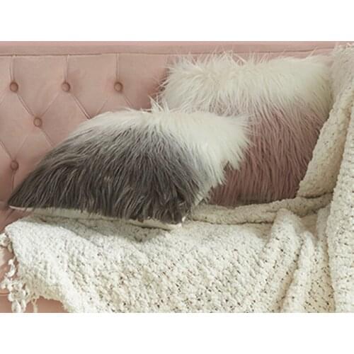 Luxury Pillow Case 45x45cm Cushion Cover Faux Fur Pink Grey for Sofa Bedroom car Soft Home Decorative