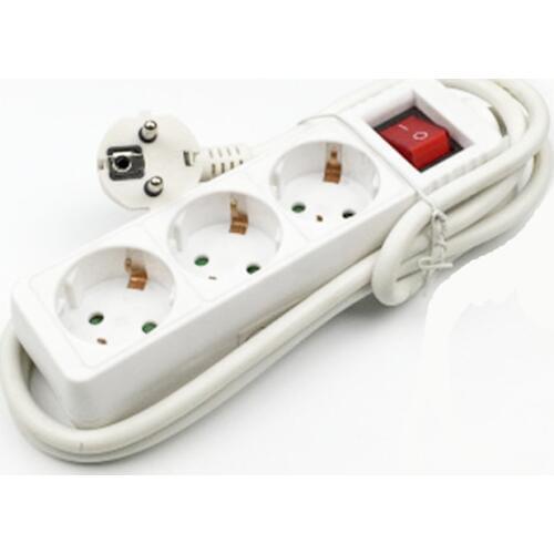 250V 10A 3/4/5 EU Plug Sockets Outlet AC Power Charger Wall Socket Plug Mains Lead Strip Adapter With Extension Cable Switch