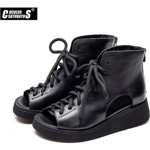 Wedges Shoes For Women Genuine Leather Sandals Summer Shoes 2021 Flip Flop Chaussures Femme Platform Sandals Plus Size 35-40