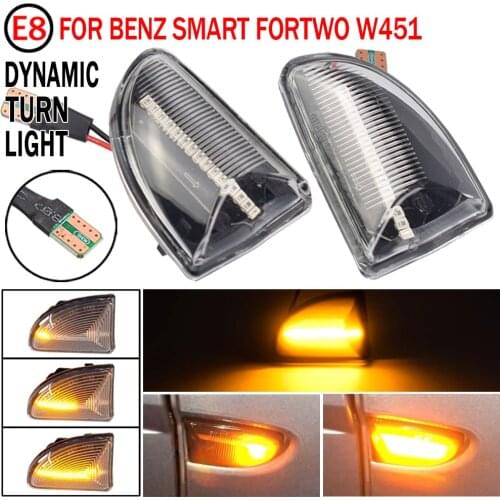 2PCS Smoked lens Amber LED Dynamic Side Marker Light Turn Signal Lights For Smart Fortwo 451 MK1 & MKII 2007-2015