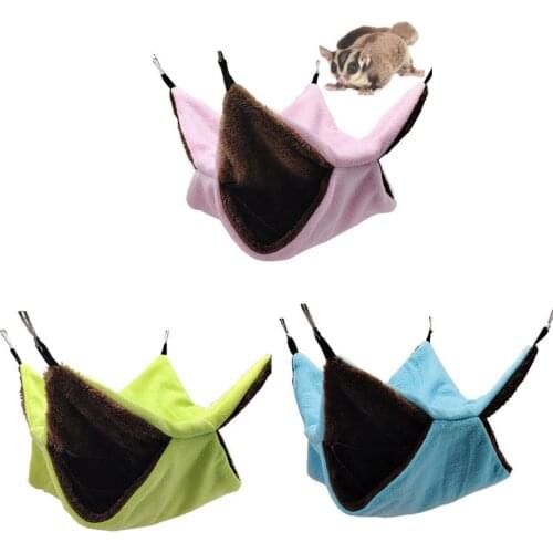 Solid Color Guinea Pig Hamster Hammock Hanging Beds Cage Small Animal Squirrel Double-layer Warm Plush Cotton Nests Pet Supplies