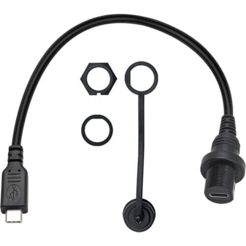 USB 2.0 Type-C IP67 Waterproof Cable USB3.1 type c Male to Female AUX Flush Panel Mount Extension Dustproof cable 1m 3FT