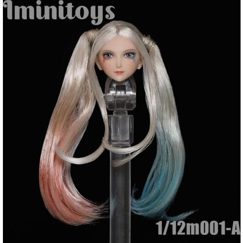 In Stock 1/12 Iminitoys m001A Anime Beauty Head Carving Fit 6" Female Pale Action Figure Body 2 Styles Long Hair