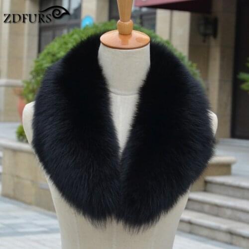 ZDFURS * Real fox fur Collar Women Shawl Wraps Shrug Neck Warmer Jacket Fur Collar Stole Natural fox fur Ring scarves