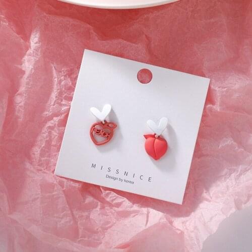 MISSNICE New Summer Peach Drop Earrings For Women Small And Sweet Love-Heart Design Jewelry Pendientes Mujer Moda Kolczyki