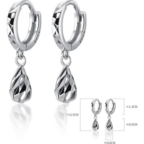 Irregular Rhombic Waterdrop Hoop Earrings Minimalist 925 Sterling Silver Personality Woman Jewelry Everyday Accessories