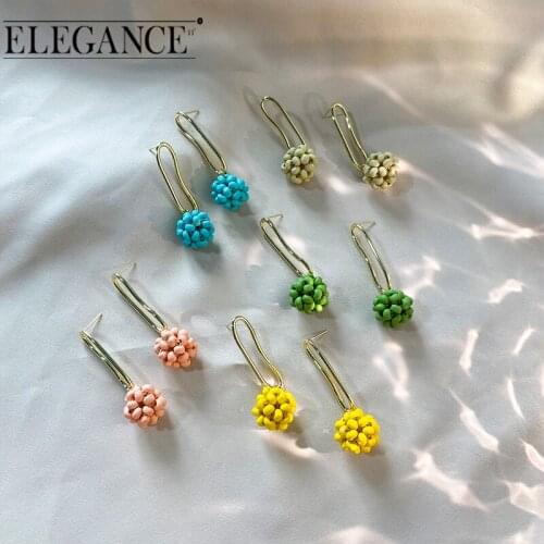 Elegance 2021 Trend New Color Spray Paint Shaped Metal Bead Drop Earrings For Women Sweet Girls Jewelry Gifts