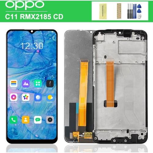100% Test 6.5'' For Realme C11 RMX2185 LCD Display with Frame Digitizer 10 Touch Points Screen Replacement for OPPO Realme C 11